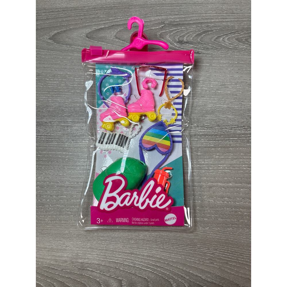 Barbie Doll Fashion Accessories Pack Roller Skates Cap Jewelry Sunglasses New